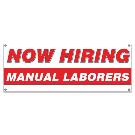 Now Hiring Manual Laborers Banner Apply Inside Accepting Application Single Sided